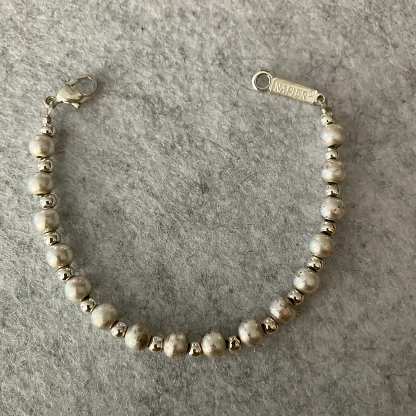 Napier Vintage Silver Tone Beaded Bracelet