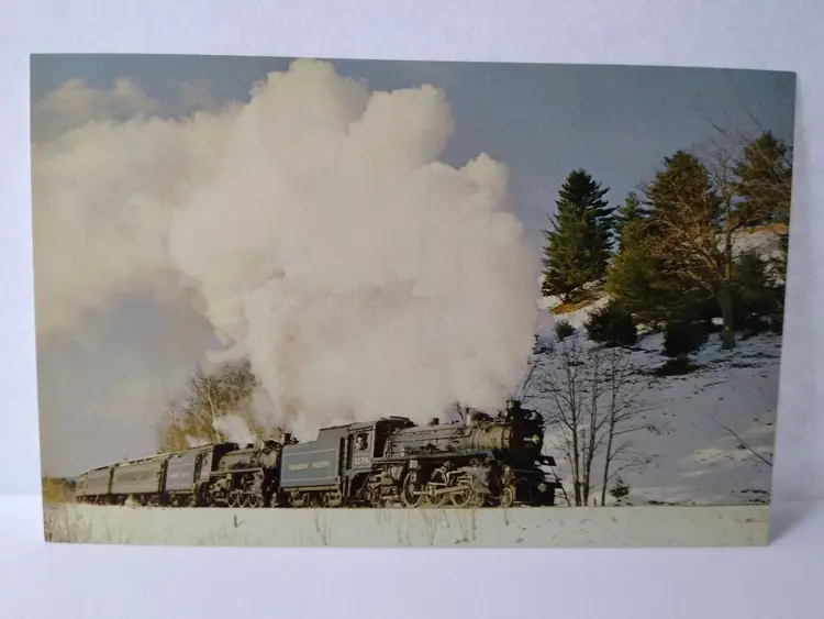 #01 Railroad Postcard 1246 1278 Canadian Pacific Locomotive Train Christmas 1974