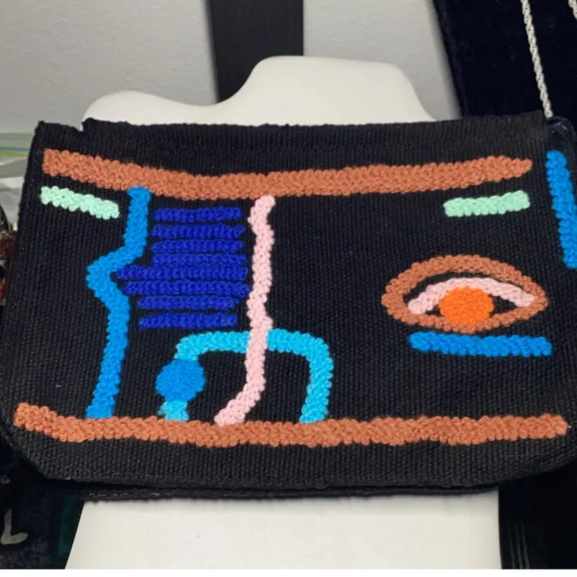 Black Bag With Embroidered Front - New Bag - Noonday