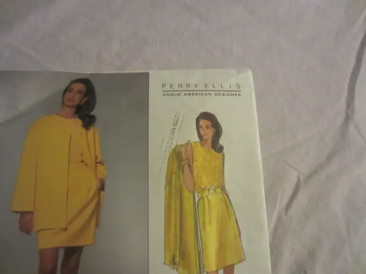 Perry Ellis Vintage Women's Sewing Pattern 2872 Dress and Jacket Size 14-16-18