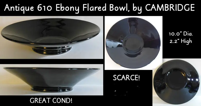 Cambridge Glass Ebony Flared Console Bowl