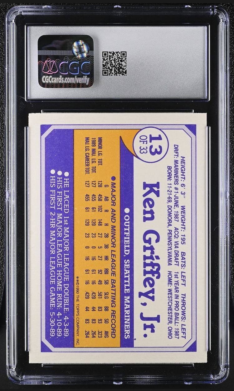 1990 TOPPS TOYS R US ROOKIES #13 KEN GRIFFEY JR. GRADED CGC 9 MINT