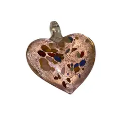 #01 - Large Handblown Heart Pendant UV Glow 2”