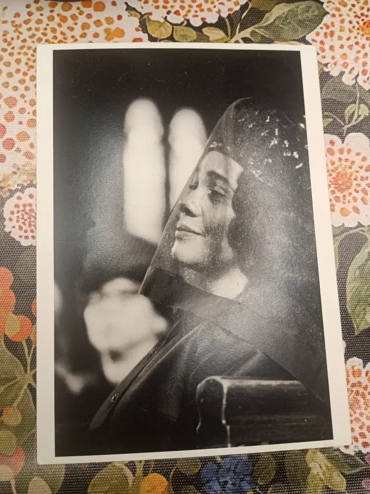 Rare Vintage Postcard of Coretta Scott King at Martin Luther King Jr.'s Funeral
