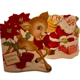 Set Of 2 Flocked Vintage Cards