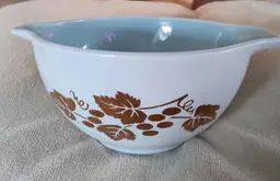 Vintage Pyrex Golden Grapes Cinderella Bowl with Delphite Blue Interior