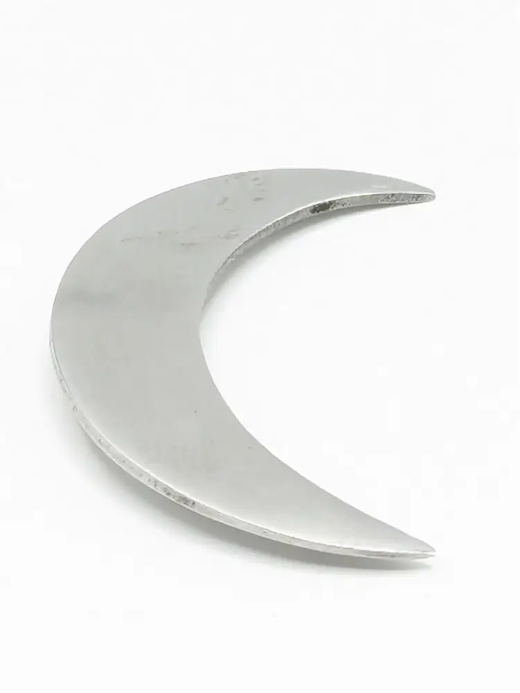 Silver Tone Crescent Moon Brooch Pin Large