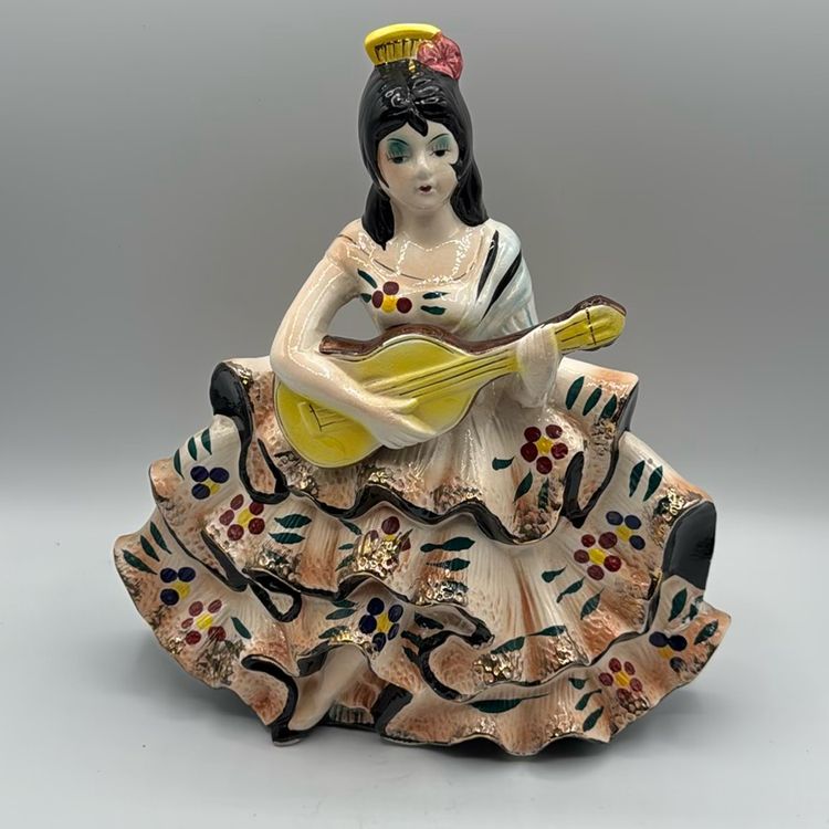 Japan Ceramic Large Flamenco Lady Playing Guitar