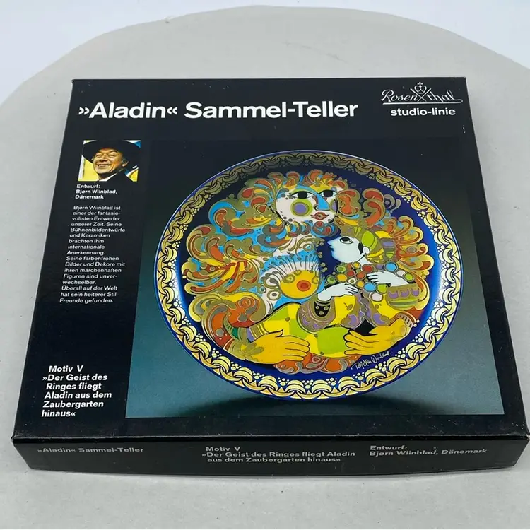 #1534 Bjorn Winblad Danish Ceramics Aladin Sammel-Teller Motiv V Boxed