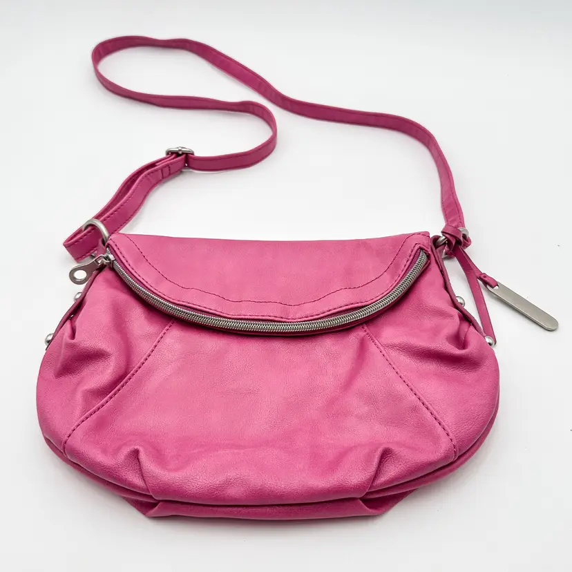 Relic by Fossil Faux Leather Pink Crossbody Handbag Purse 12" x 9" B25