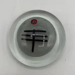 Själaglas Swedish Unique Snowy Red Cane Symbol Paperweight