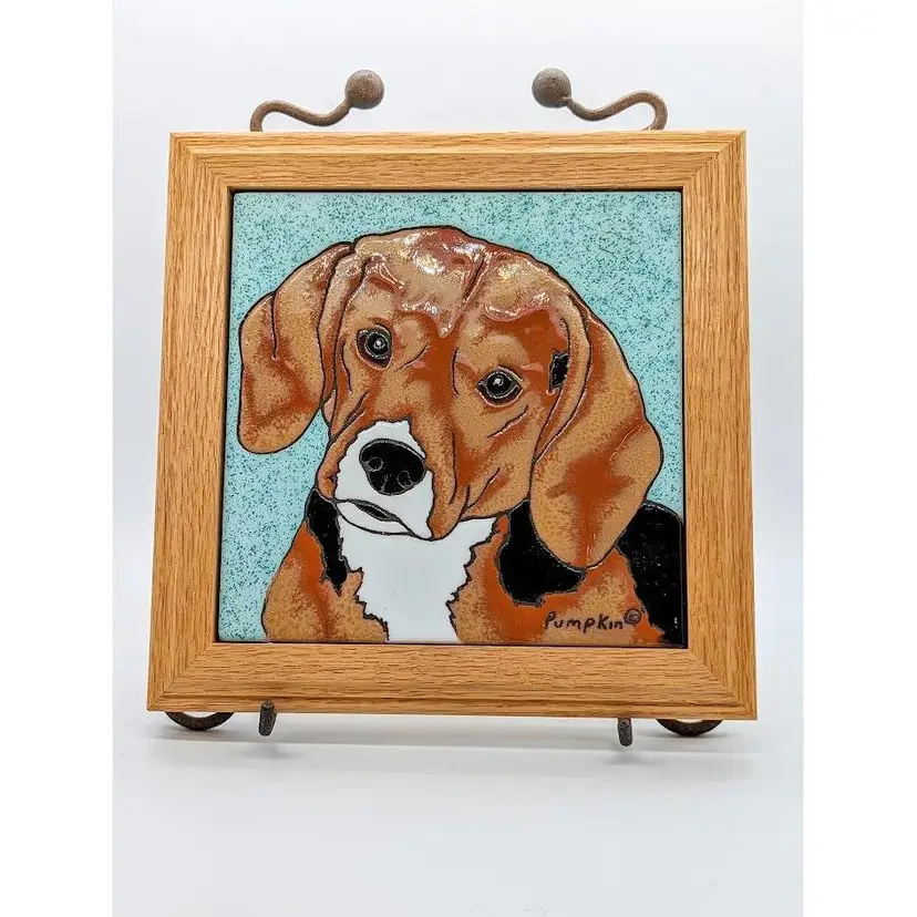 Beagle Puppy Painted Tile by Pumpkin Inc 8x8