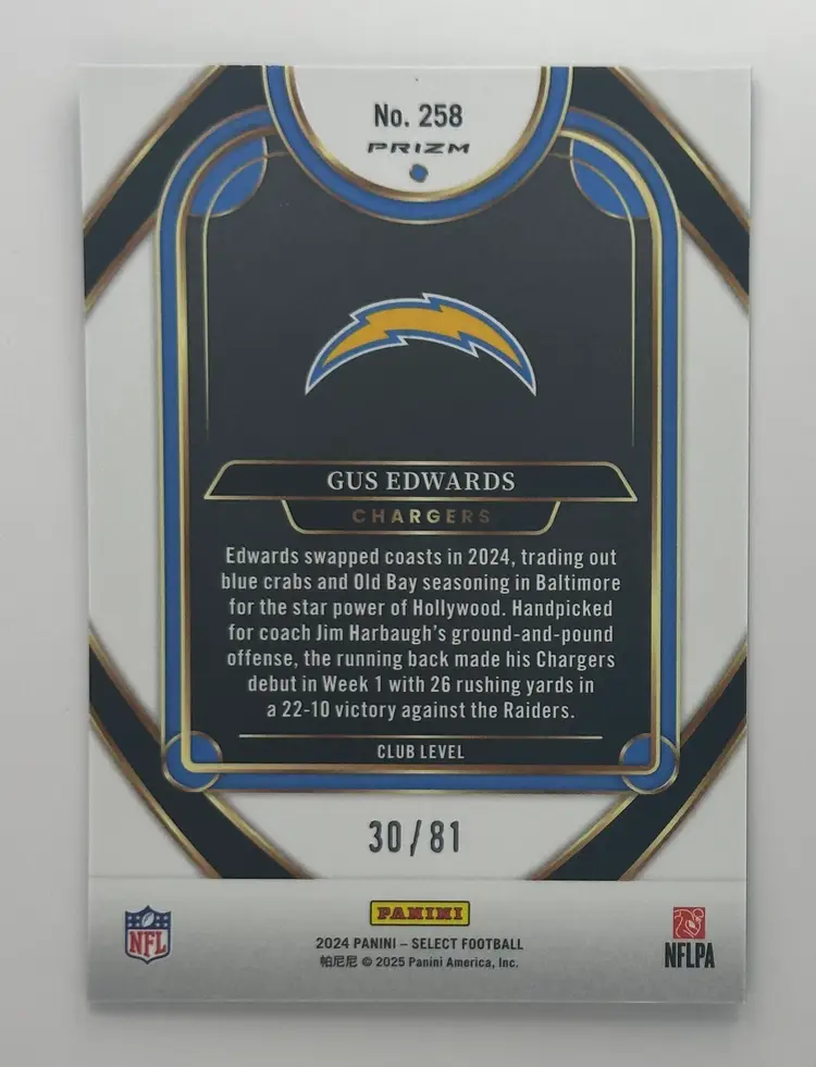 Gus Edwards Select 2021 Snakeskin SSP Chargers