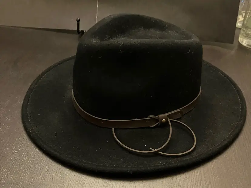 VTG Dorfman Pacific Co Wool Black Fedora with Leather Strap Hat Sm/Med