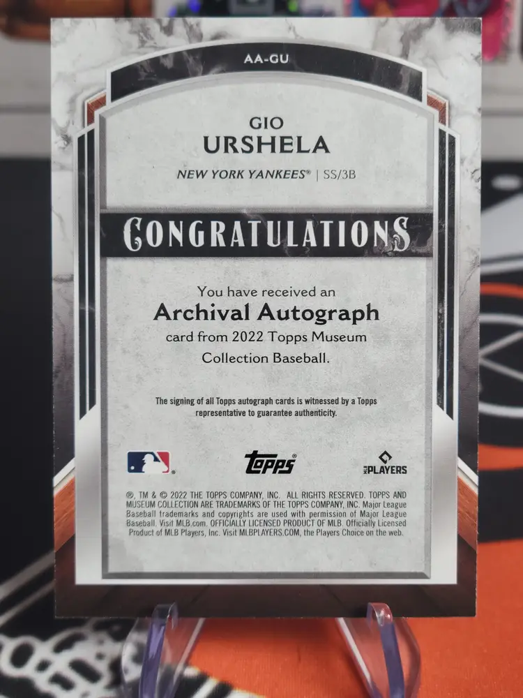 Gio Urshela 2022 Topps Museum Collection Archival Auto #AA-GU Auto Copper /50