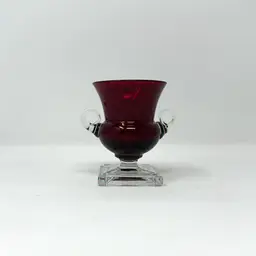 Ruby Red Glass Grecian Urn Vase / Cigarette by Duncan Miller, Small 3.5 Inch (0313-25)