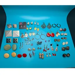 Lot Of 41 Various Pierced Earrings Stud Drop Dangle Mostly Vintage