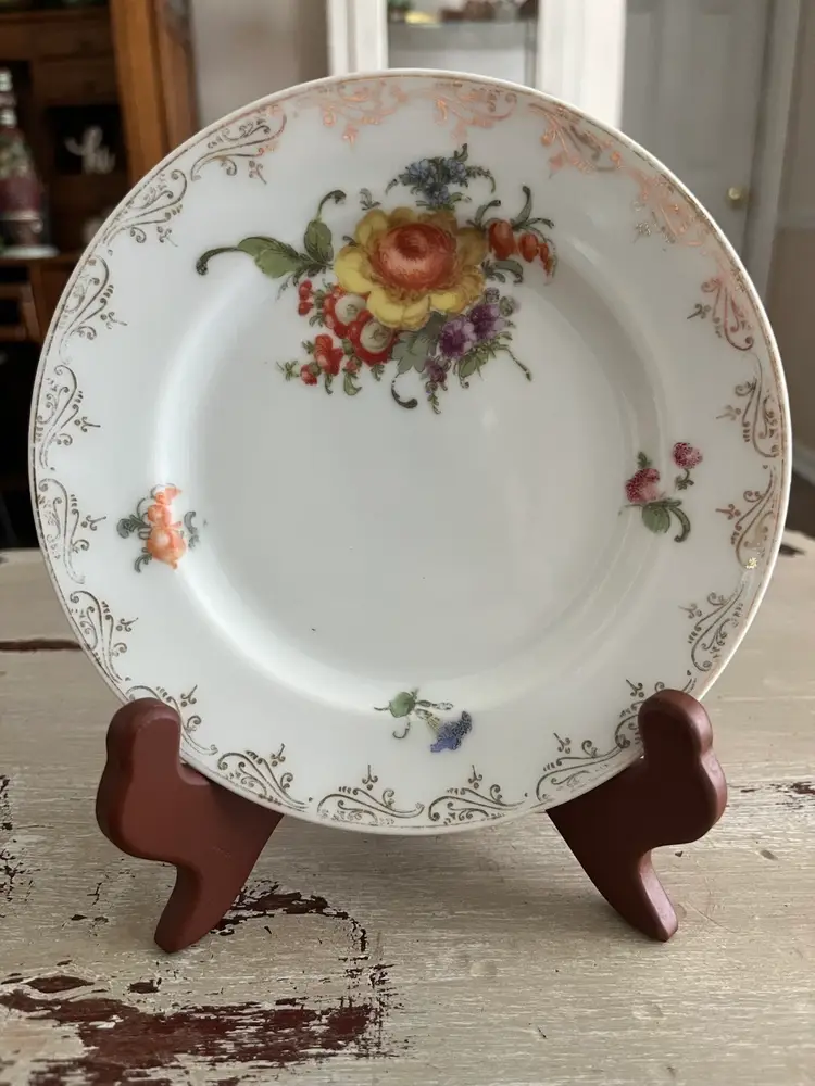 Floral Plate Made In Czechoslovakia