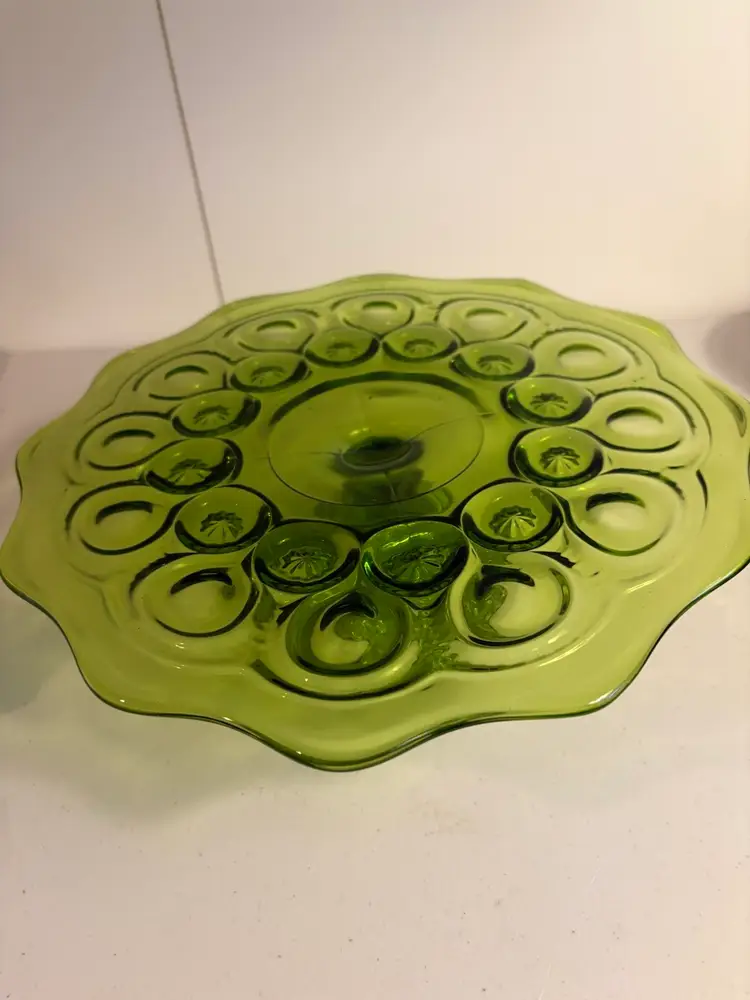 LE Smith MOON & STARS Lime Green  10.75" LOW CAKE STAND