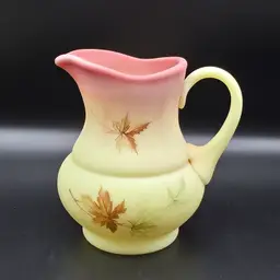 Fenton Burmese Autumn Leaves Cream Pitcher UV Glows