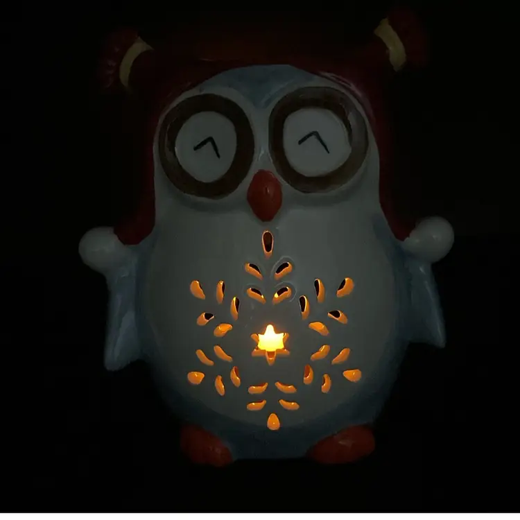 After Christmas Sale 🎉🎉🎉 Tea Light Holder Owl 5 1/4” Tall 4” Wide! Excellent Condition!