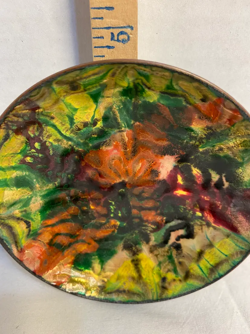 1974 Signed Enamaled Copper Trinket Dish