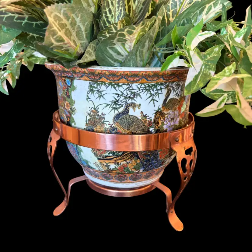 Vintage Copper Chafing Dish Base - Plant Stand Only (Pot & Plant Not Included)