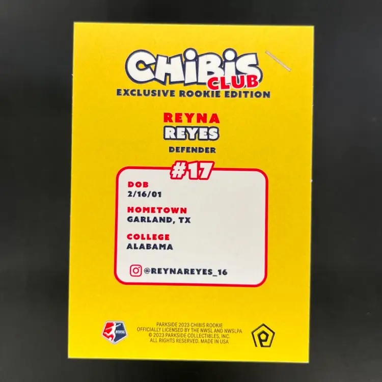 Reyna Reyes 2023 Parkside NWSL Chibi Club Exclusive Rookie Edition