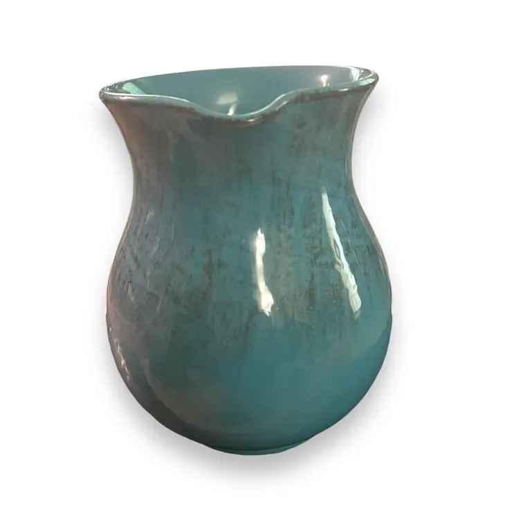 DeSilva Terra D’Umbria Rustic Robin’s Egg Blue Glazed Terra Cotta Pitcher Italy