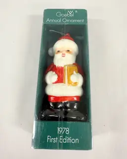 Vintage 1978 Goebel Annual Christmas Tree Ornament - Santa In Box