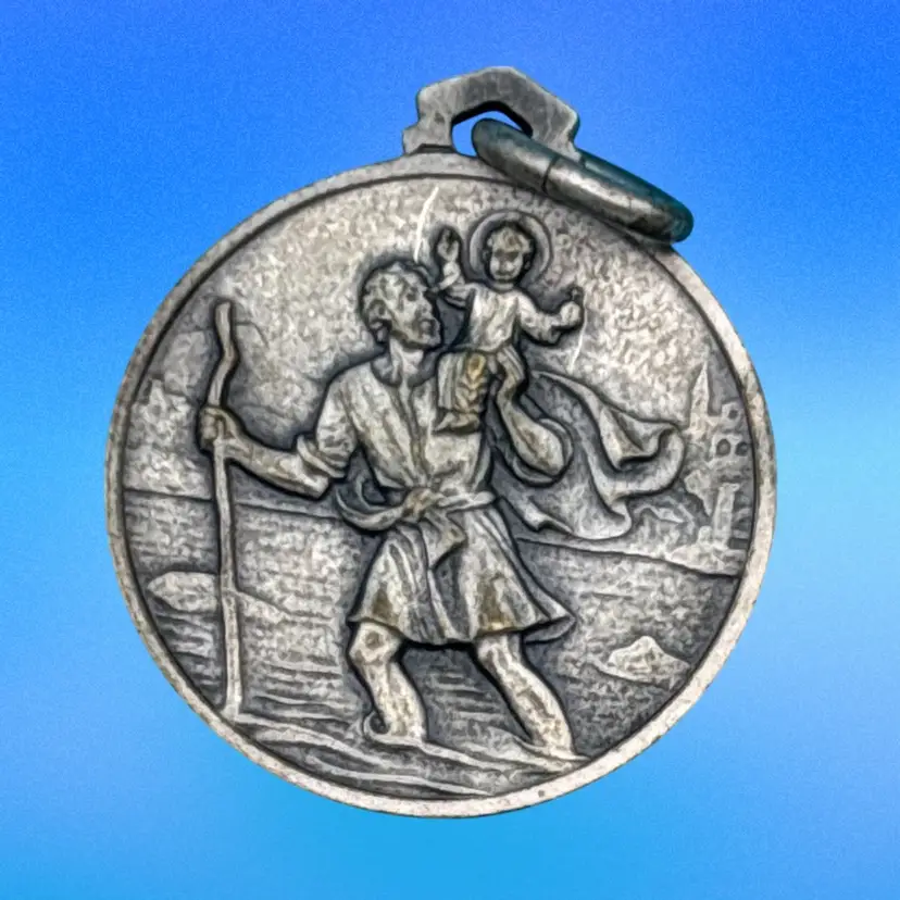 Vintage Catholic Medal – Saint Christopher & Pope Paul VI – 1960s–1970s