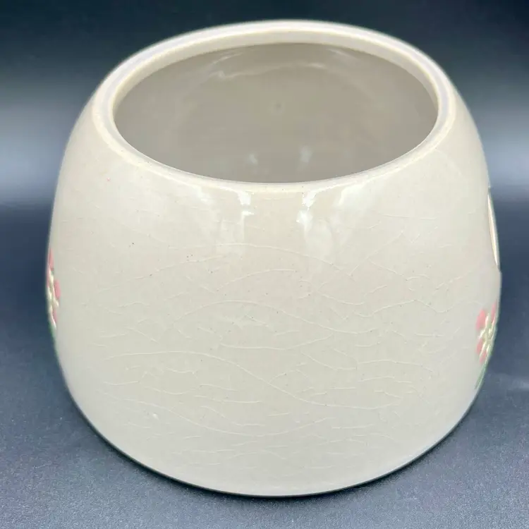 Heart Studio Art Pottery Candle Shade Topper Stoneware Floral 4” X 6” Signed