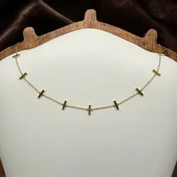 Argento Vivo 925 Sterling Silver Gold Vermeil Dainty Cross Bar Station Necklace