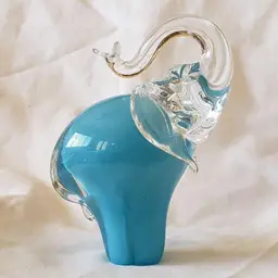 Art Glass Paperweight Elephant Jaros Glass Works Made Czech Republic 5 1/2" Tall