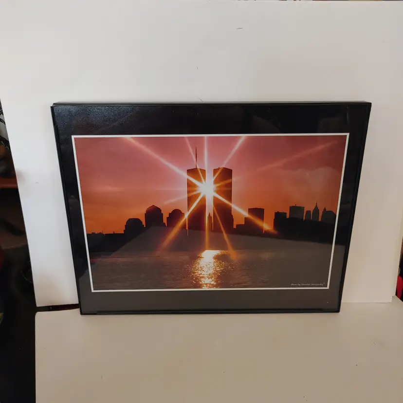 Framed Twin Towers pictures. 10 x 8.
