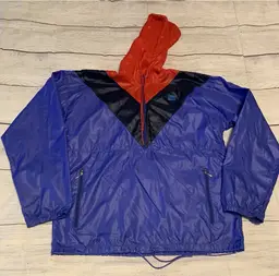 Vintage 80s Levis Anorak Size Small Windbreaker Jacket V-Front Hooded Windrunner