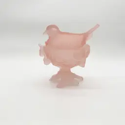 Westmoreland Frosted Pink Robin (Bird) on a Nest