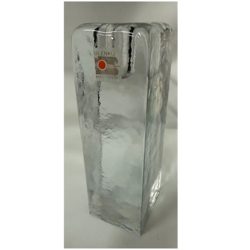 BLENKO Candle Holder Ice Cube Design