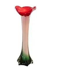 Murano? Ribbed Jack In The Pulpit Or Calla Lilly Cased Vase 11 1/2” X 4” Glows?