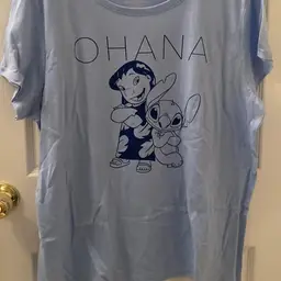Disney Lilo And Stitch Ohana Short Sleeve Women’s T-Shirt, Light Blue, Size XXL