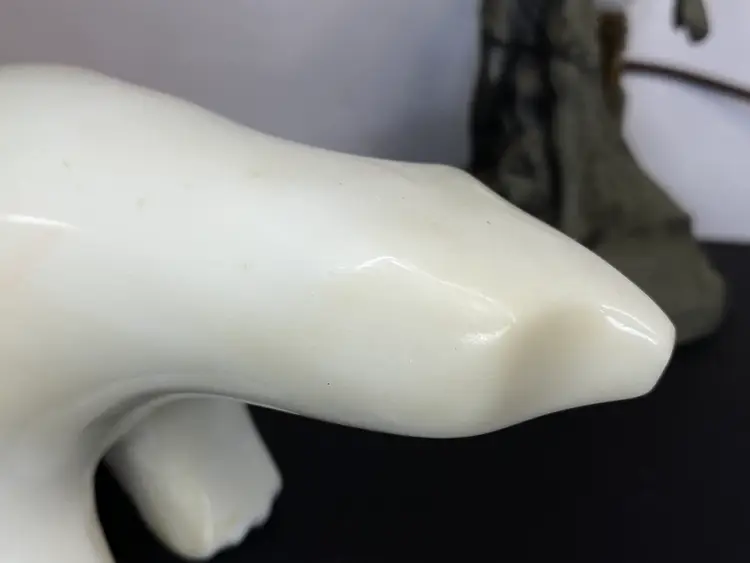 Michael Binkley Polar Bear, Hand Carved Marble Bear, Original Sculpture