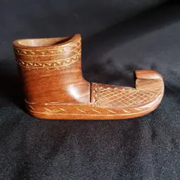 Wood Shoe Hand Carved unbranded 5" x 2.5” x 1 5/8" approximately Vintage