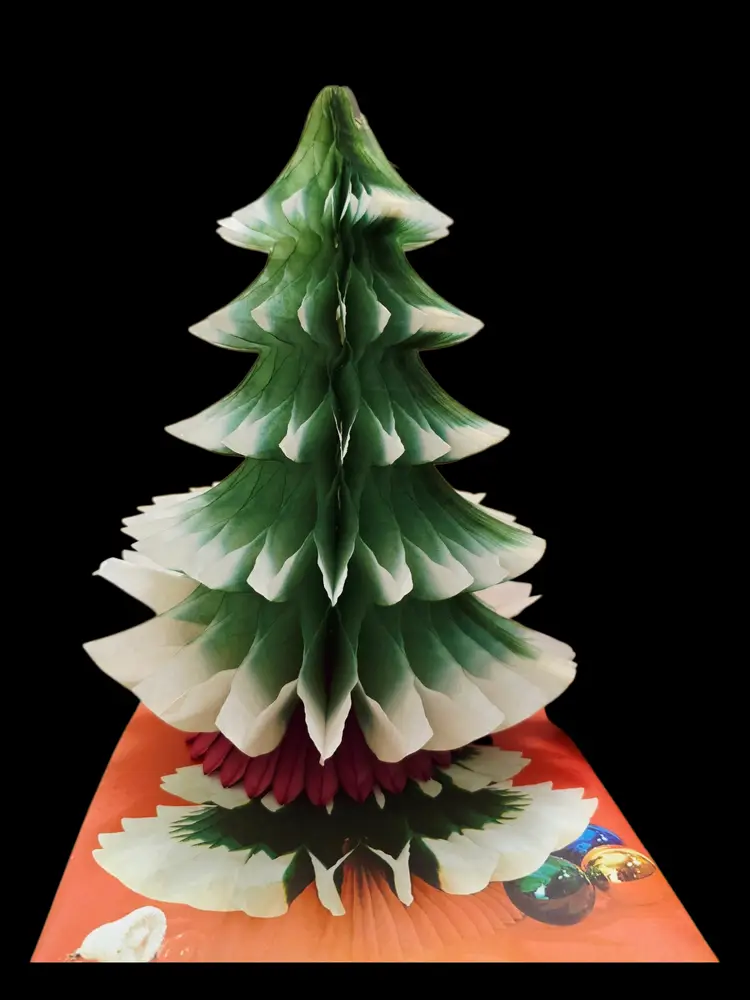 Vtg AMSCAN Danish Crepe Tissue Christmas Tree Honeycomb Original PackagE AS IS