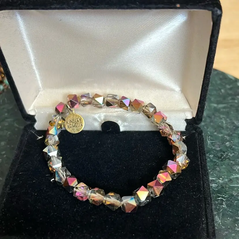 Kingsley Armelle Sparkling Blue Faceted Quartz Stretch Bracelet Natural Stone