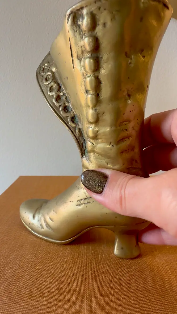 Vintage Solid Brass Victorian-Style Boot – 6" Tall