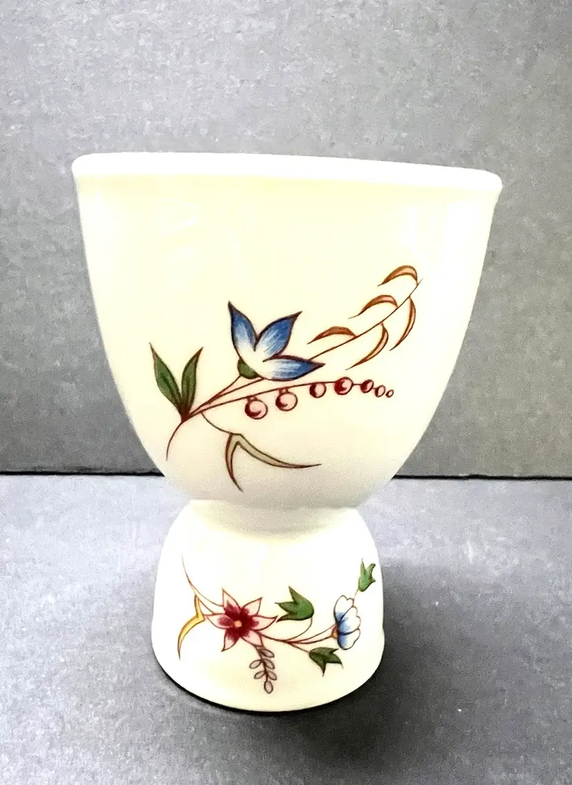 Cordon Bleu Egg Cup, Made in France BIA, White Porcelain Flowers, Hand Painted Easter Decor