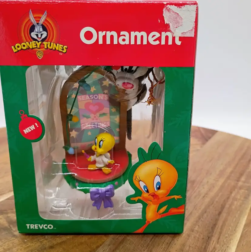 Vintage 1999 Trevco Looney Toons Sylvester & Tweety Bird Ornament NIB