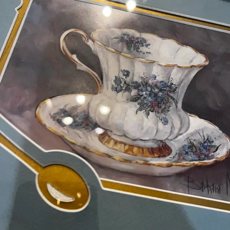 006 vintage tea cup 10 x 12 framed wall decor Boho Farmhouse Cottagecore Country