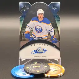 Owen Power Rookie 2022-23 Upper Deck SPx Holographs Rookies Insert Autograph Numbered 12/49 Card #HGR-OP Buffalo Sabres Hockey Card