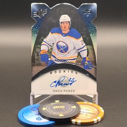 Owen Power Rookie 2022-23 Upper Deck SPx Holographs Rookies Insert Autograph Numbered 12/49 Card #HGR-OP Buffalo Sabres Hockey Card